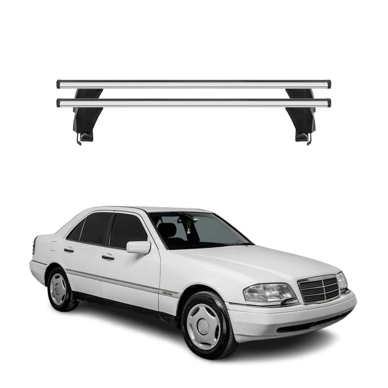 Menabo Barres de toit Transversales pour Mercedes Classe C W202 1993-2000 Gris