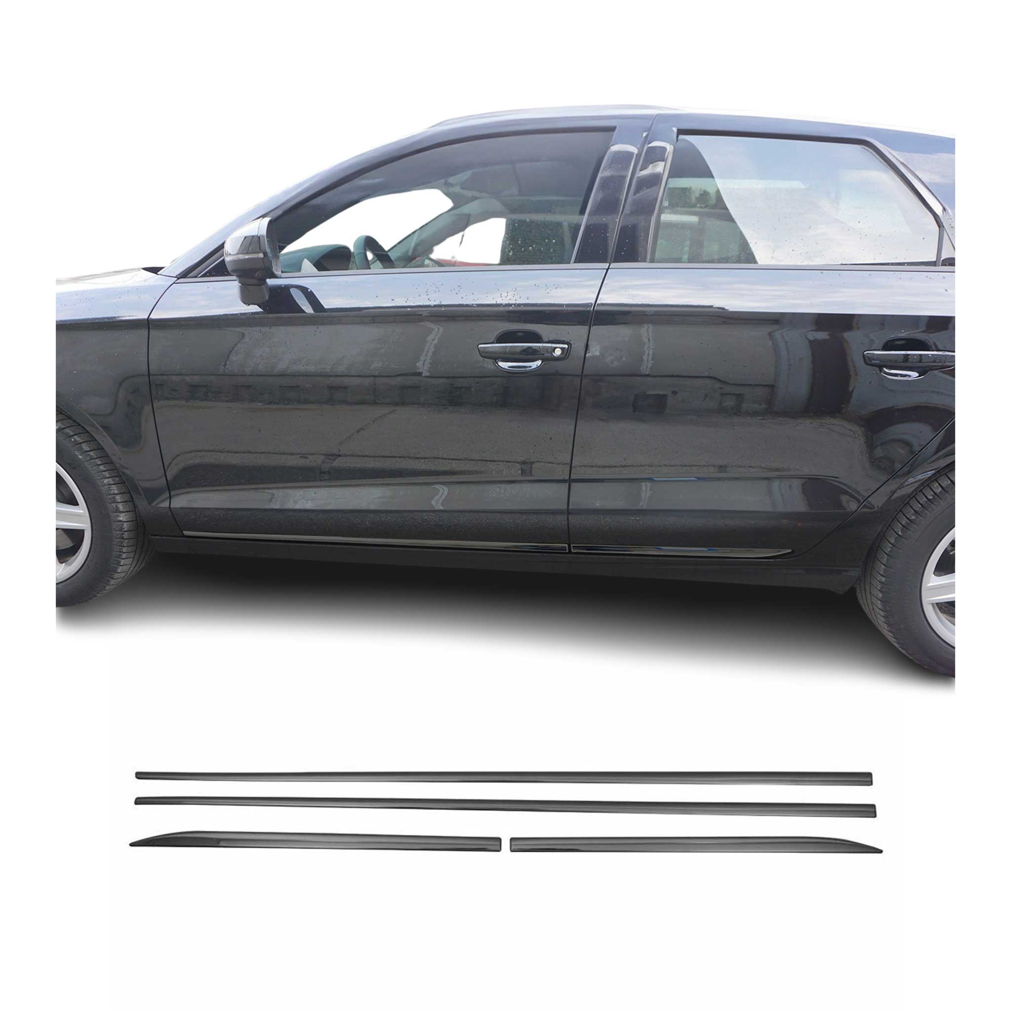 Garniture Baguette de porte latérale pour Fiat Tipo 2015-2026 SD inox Foncé 4Pcs
