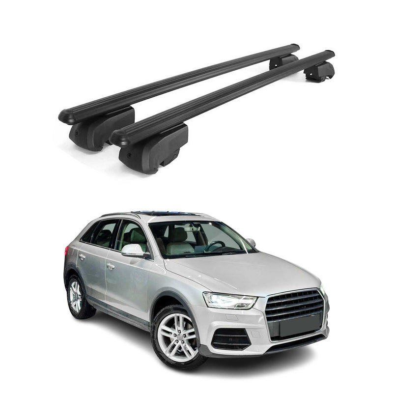 Barres de toit transversales pour Audi Q3 8U 2011-2018 Alu Noir 2x