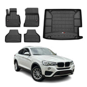 OMAC Kit Tapis de sol et coffre pour BMW X4 F26 2014-2018 Premium Noir