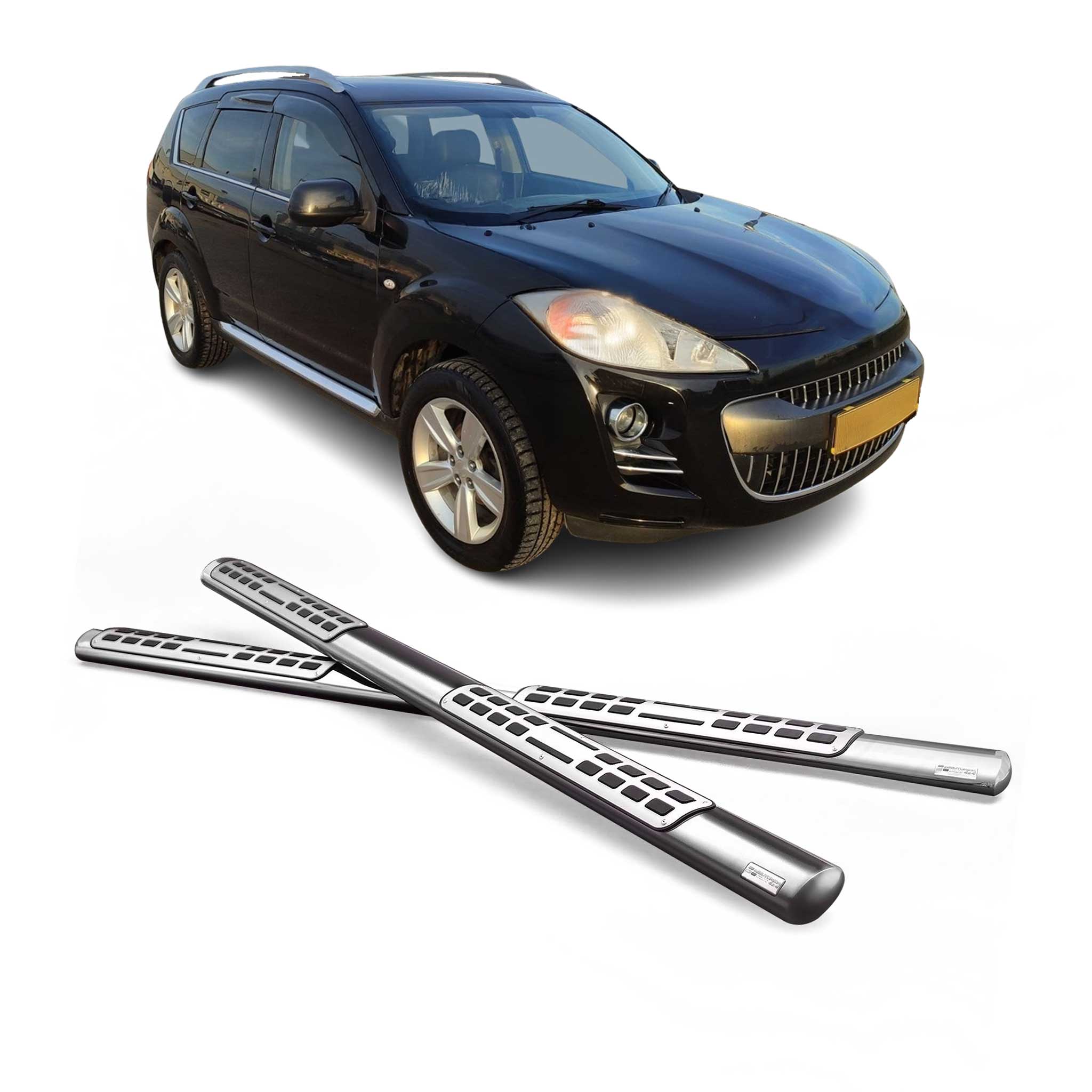 Marchepieds Latéraux pour Peugeot 4007 2008-2012 Acier Inoxydable Argent
