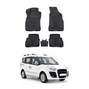 Tapis de sol pour Fiat Doblo 2 2010-2022 Noir 3D en Caoutchouc TPE 4Pcs
