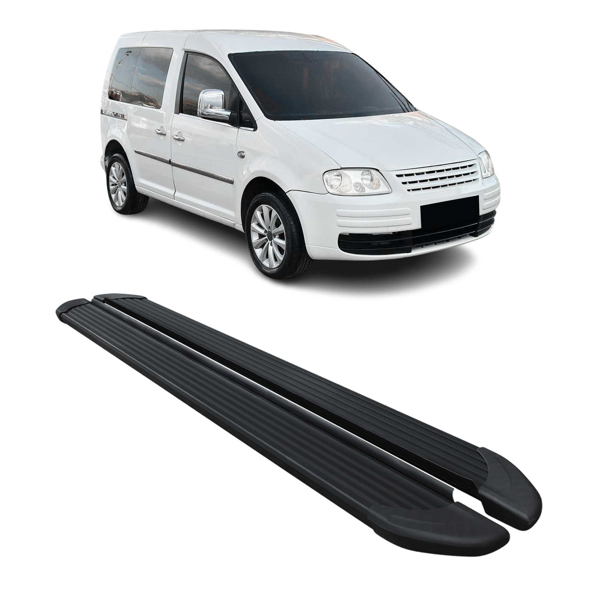 Marchepieds Latéraux pédale pour VW Caddy 2003-20 L1 Noir Aluminium 2Pcs