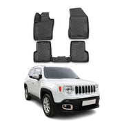 OMAC Tapis de sol pour Jeep Renegade 2014-2024 en caoutchouc Noir