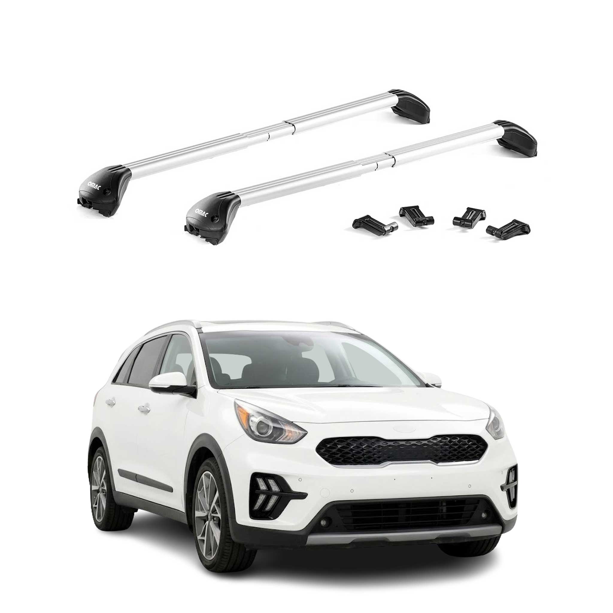 Barres de toit transversales pour Kia Niro I 2017-2022 Aluminium Gris 2x ABE