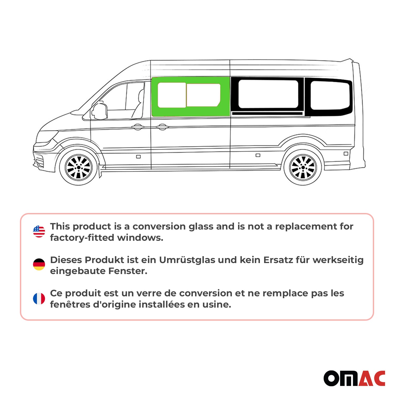 Vitre de Porte pour MAN TGE 2017-2025 L2 Avant Gauche coulissante