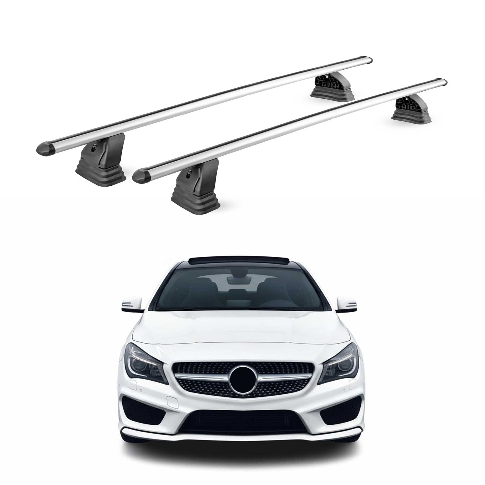 Barres de toit transversales Alu pour Mercedes CLA C117 X117 2013-2019 Gris 2Pcs