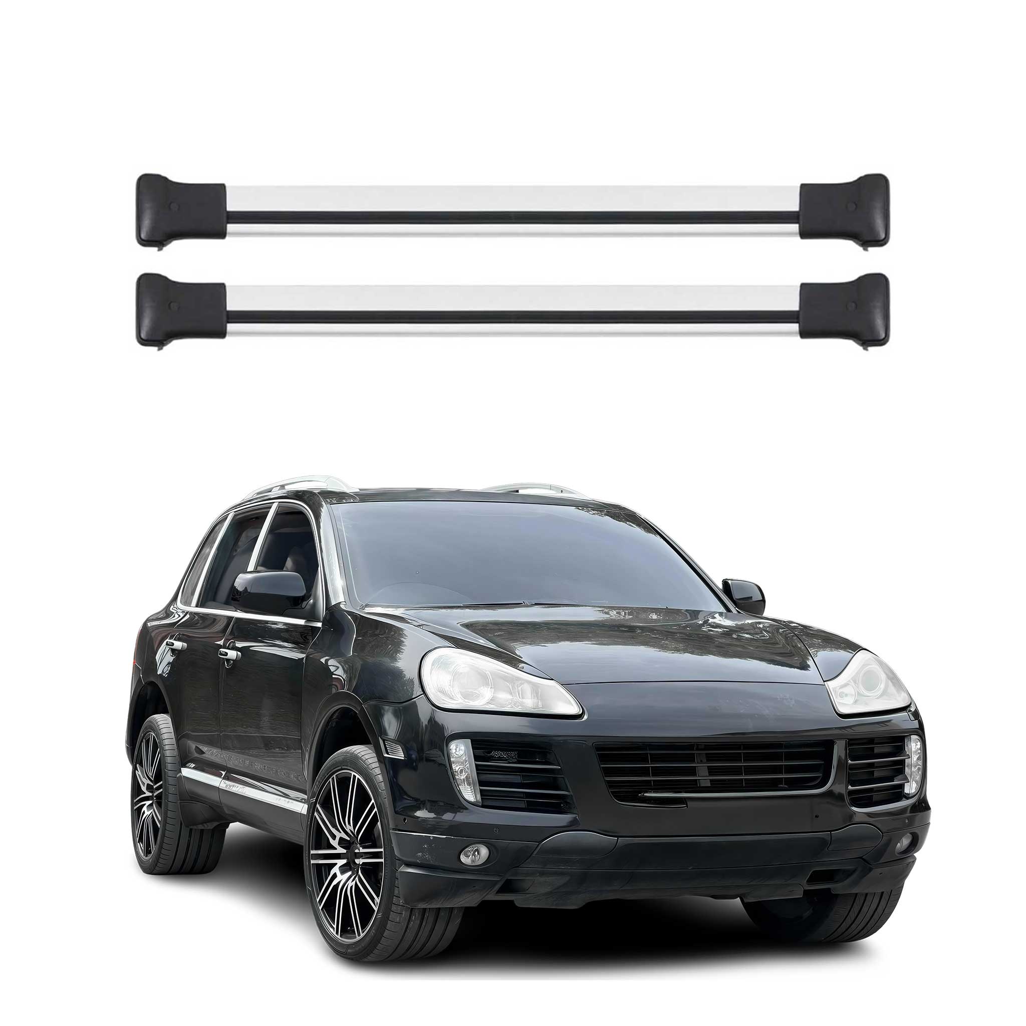 Barres de Toit Transversales pour Porsche Cayenne 2002-2010 Alu Gris