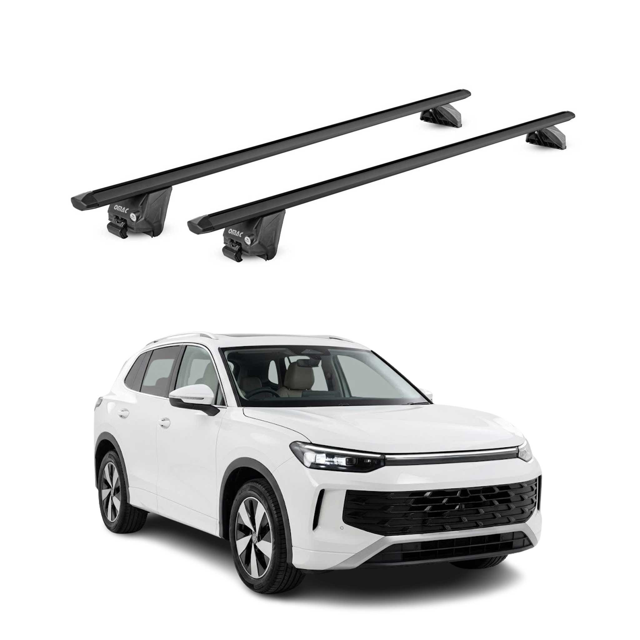 Barres de toit transversales pour VW Tayron II 2024-2026 Alu Noir 2 pièces ABE