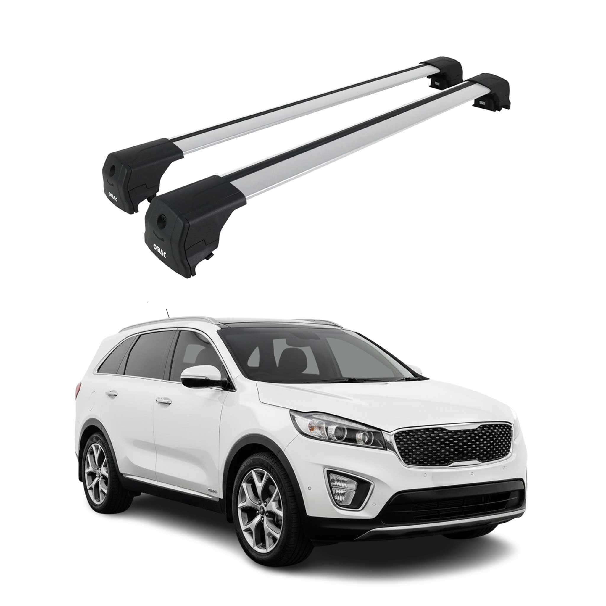 Barres De Toit Transversales pour Kia Sorento UM 2014-2020 Alu Gris ABE