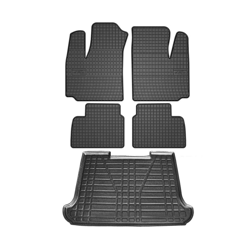 Kit Tapis de sol et coffre pour Fiat Doblo 2000-2010 TPE Noir