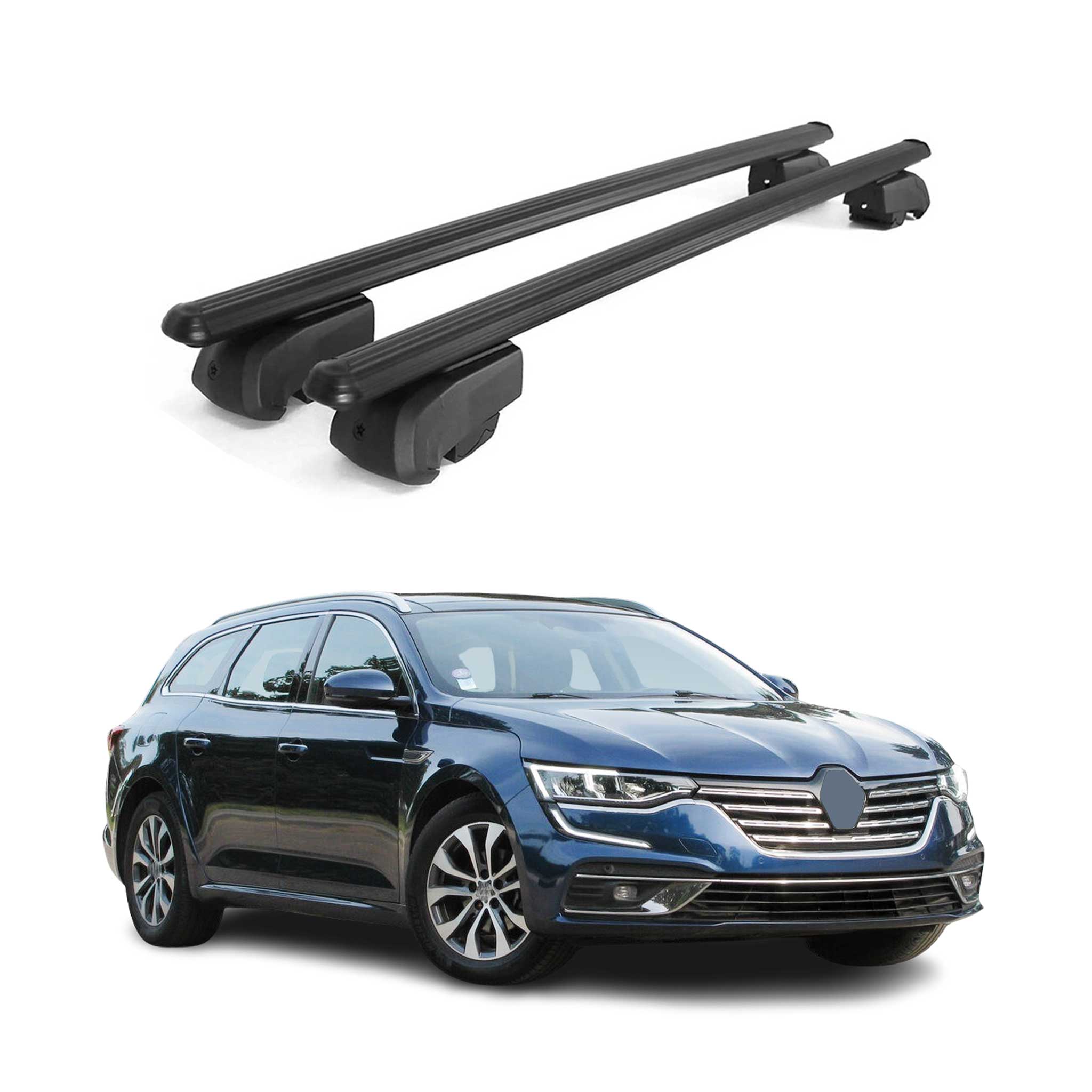 Barres de toit Transversales pour Renault Talisman 2016-2023 Alu Noir ABE