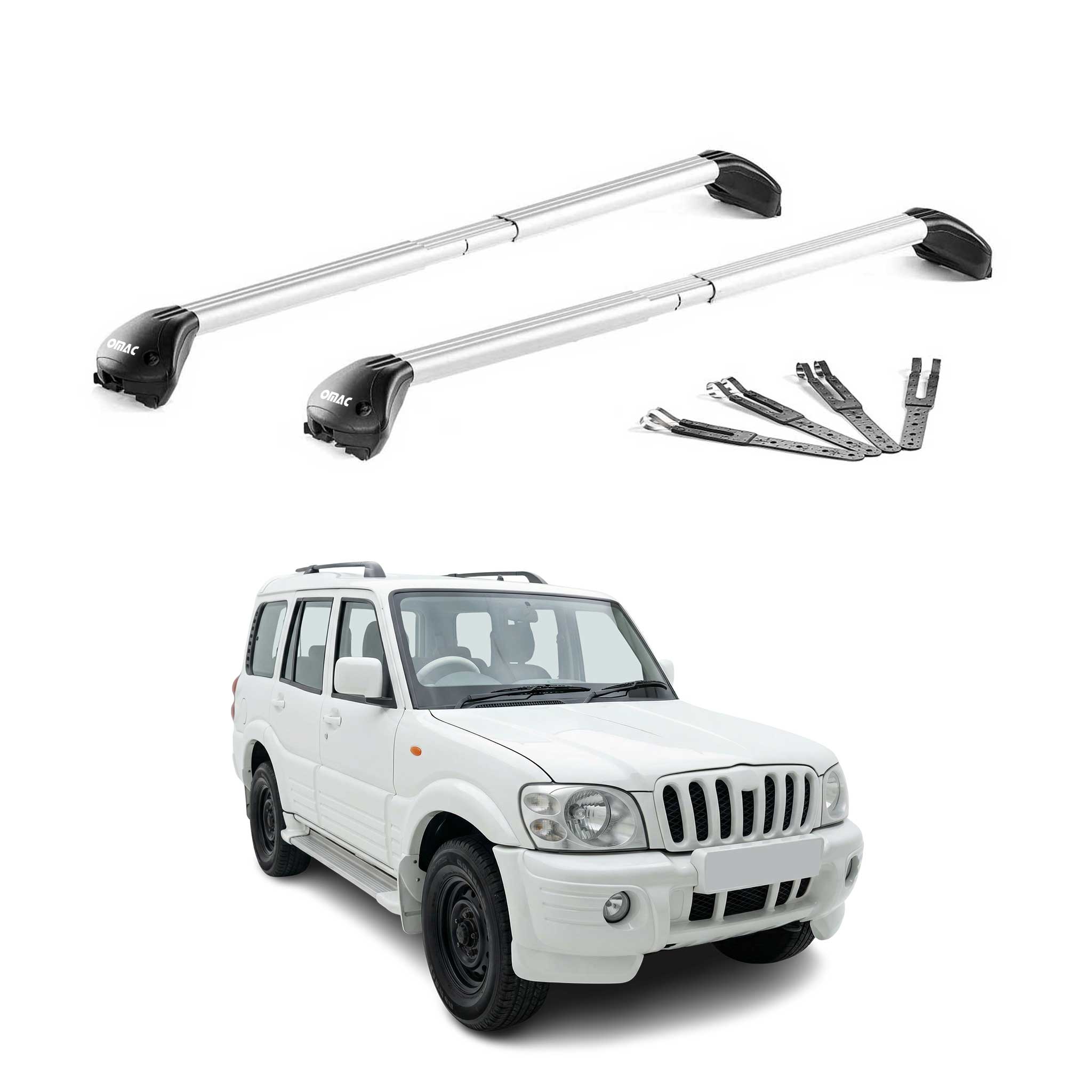 Barres de toit pour Mahindra Goa I 2003-2014 Pre-FL Gris Argenté Aluminium ABE