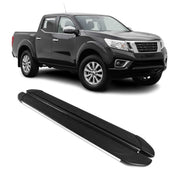Marchepieds Latéraux pour Nissan Navara Double Cab 2015-23 Alu Gris Noir 2Pcs