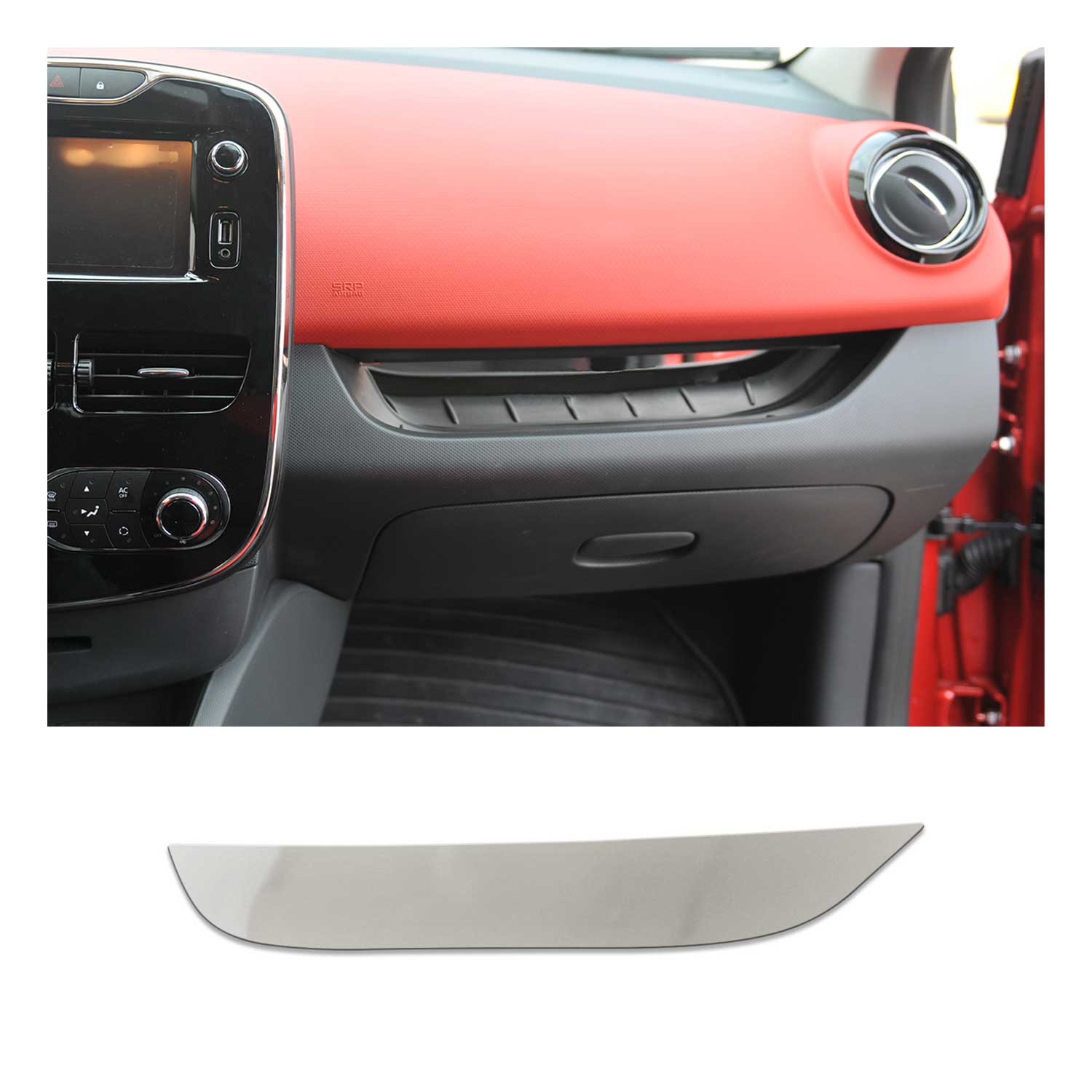 Bandeau de Console de boîte à gants pour Renault Clio 5 Grandtour 2012-20 Inox