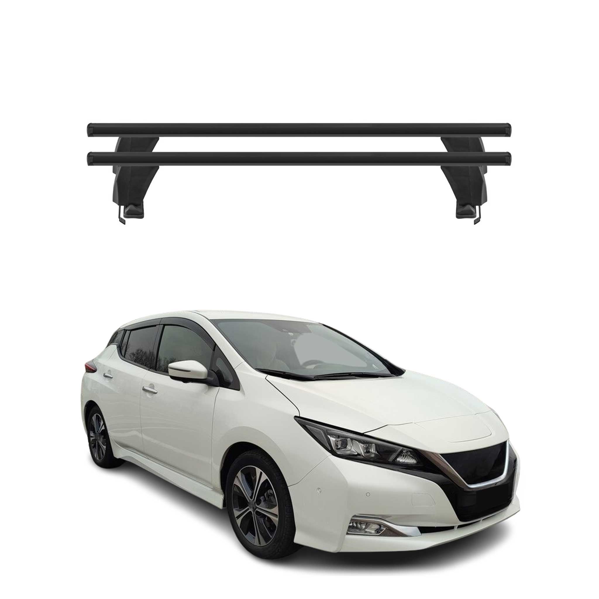 Menabo Barres de toit Transversales pour Nissan Leaf 2018-2025 Alu Noir 2x ABE