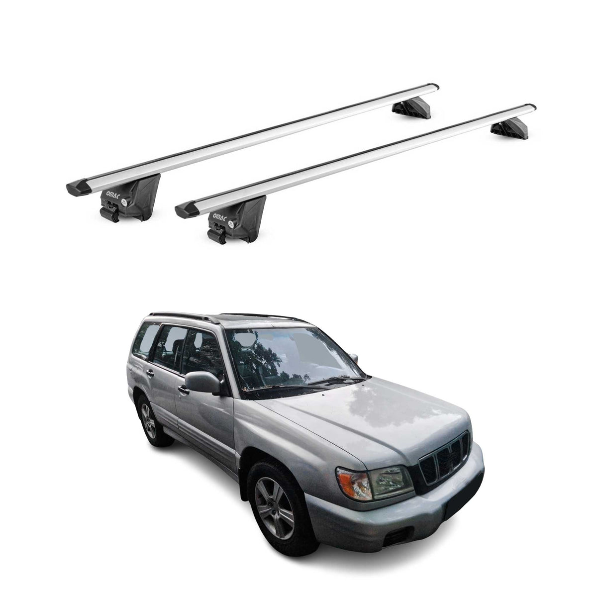 Barres de toit transversales pour Subaru Forester I 1997-2002 Alu Gris 2Pcs ABE