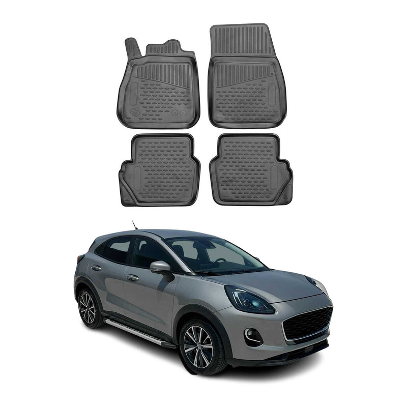 OMAC Tapis de sol pour Ford Puma PHEV 2019-2025 en caoutchouc Noir