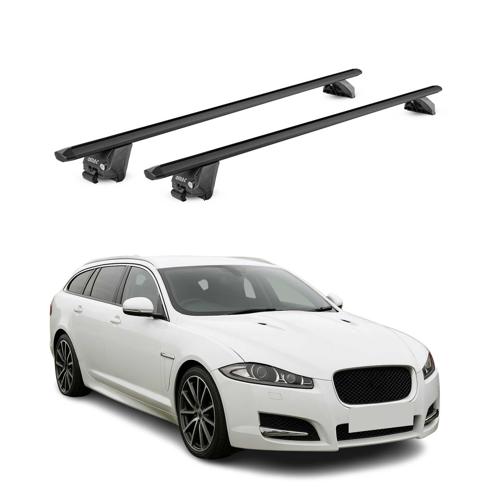 Barres de toit transversales pour Jaguar XF SW X250 2012-2016 Alu Noir 2x ABE