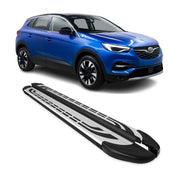 Marchepieds Latéraux pour Opel Grandland X 2017-2024 Aluminium Gris Noir 2Pcs