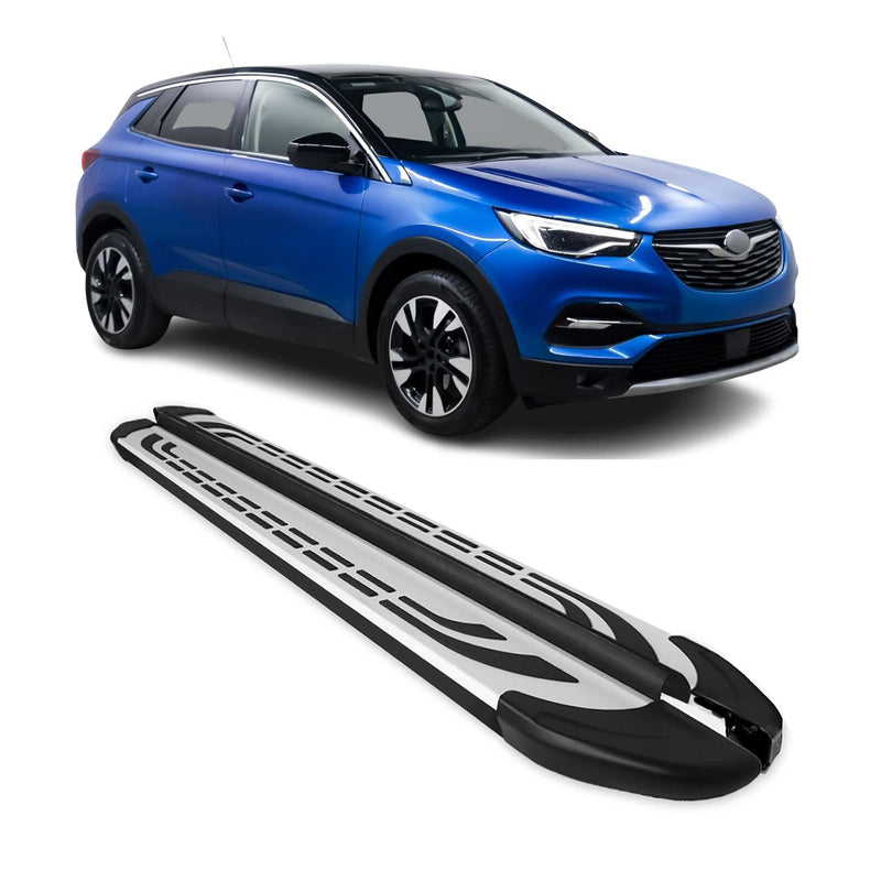 Marchepieds Latéraux pour Opel Grandland X 2017-2024 Aluminium Gris Noir 2Pcs