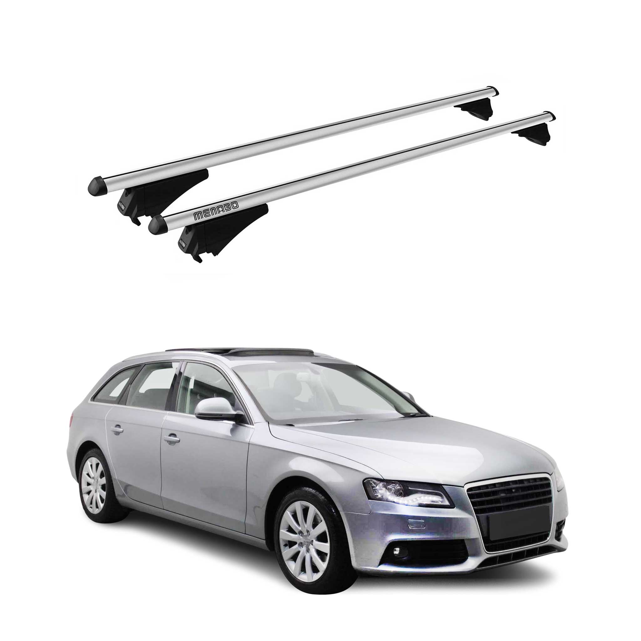 Tiger Barres de toit transversales pour Audi A4 B8 Avant 2007-2015 Gris