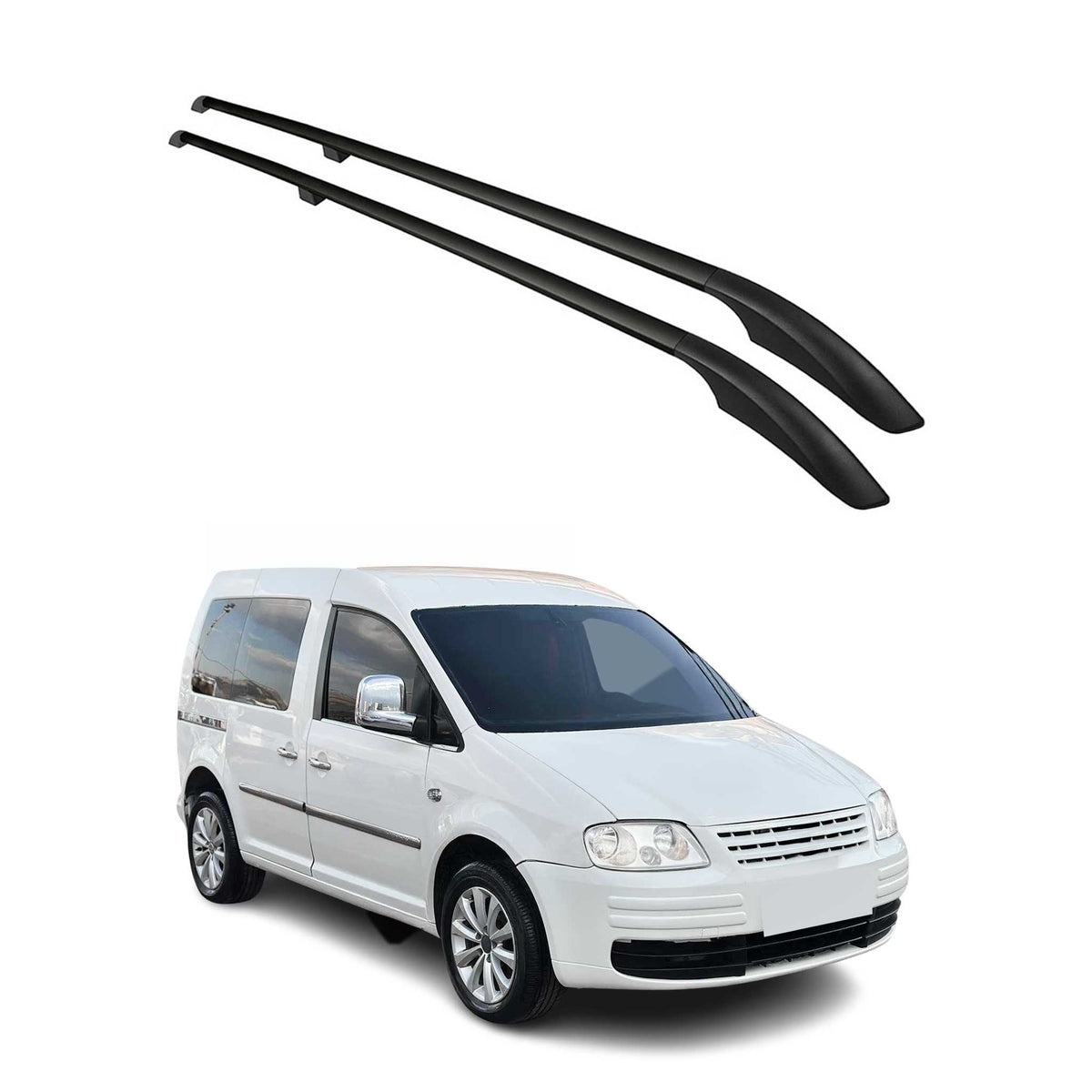 Barres de toit longitudinales pour VW Caddy 2003-2020 L1 Aluminium Noir 2x