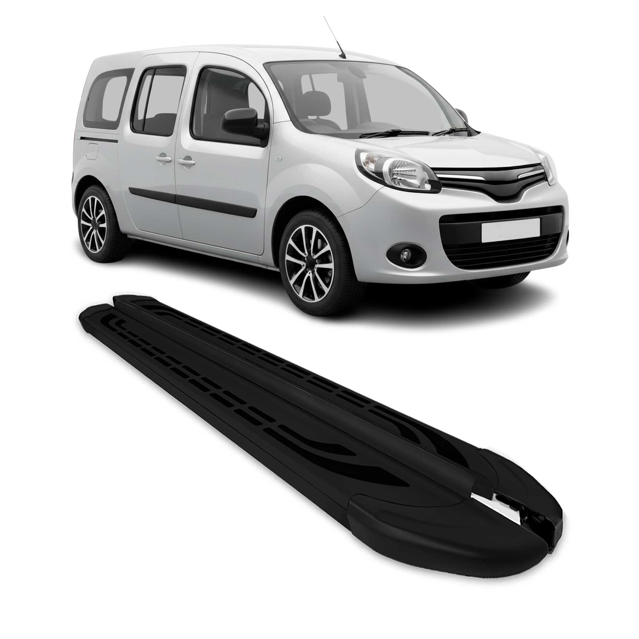 Marchepieds Latéraux pédale pour Renault Kangoo 2008-2021 Aluminium Noir 2Pcs