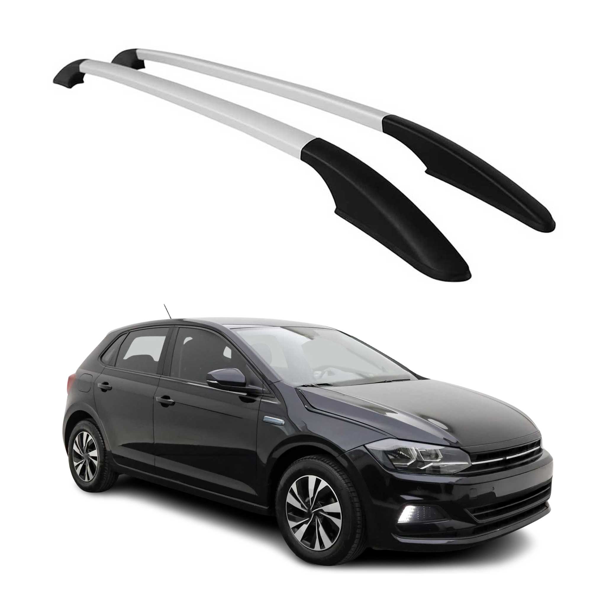 Barres de toit longitudinales pour VW Polo VI 2017-2021 en Alu gris