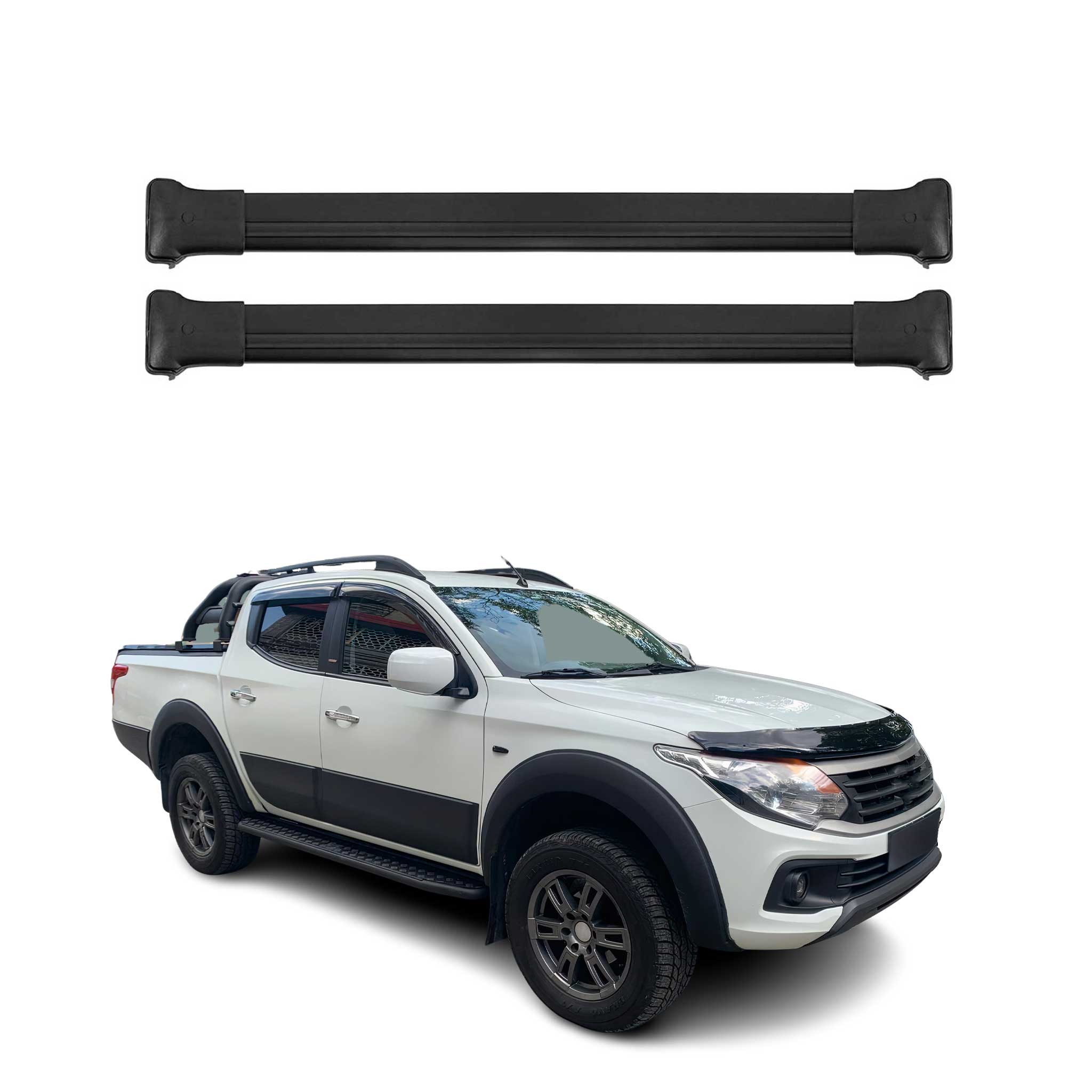 OMAC Barres de toit en aluminium pour Fiat Fullback 2016-2019 Noir 2Pcs