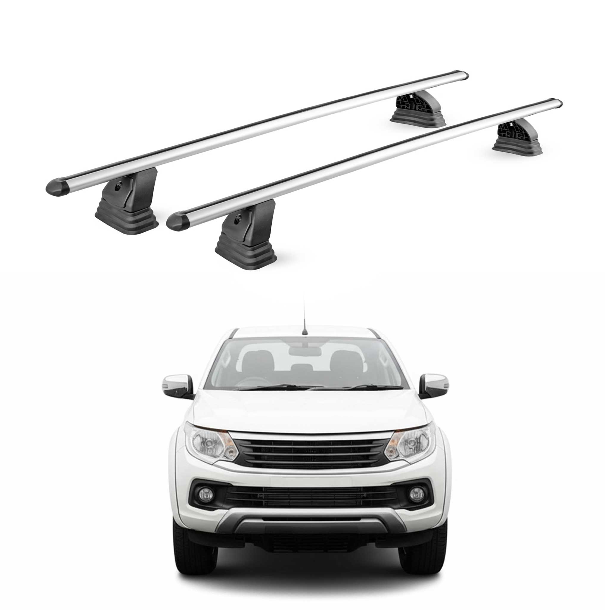 Barres de toit transversales Alu pour Fiat Fullback Double / Singe Cab 2016-2019