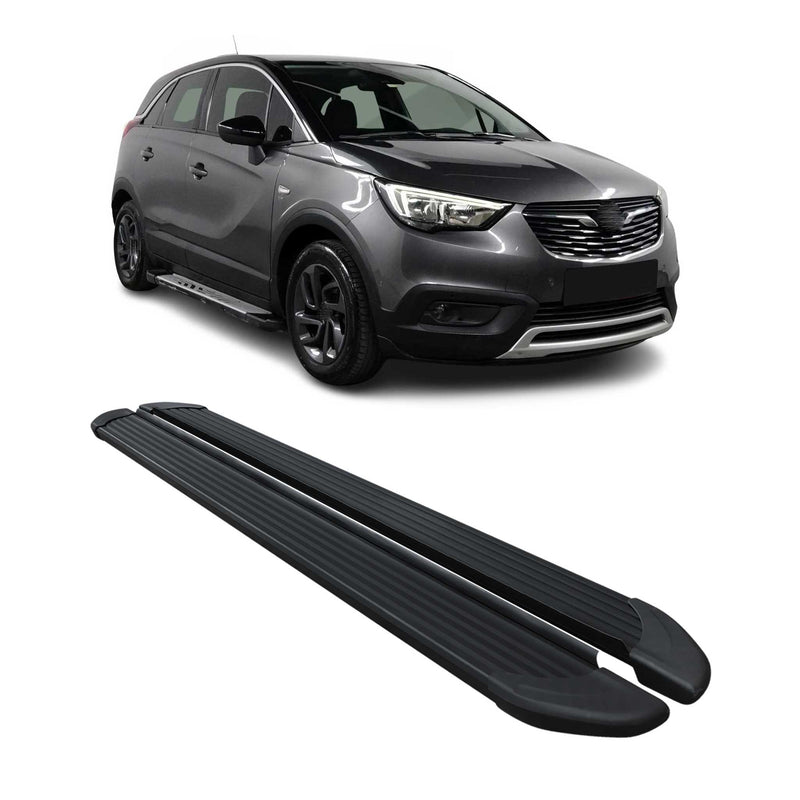 Marchepieds Latéraux pour Opel Crossland X 2017-2024 Noir Aluminium 2Pcs