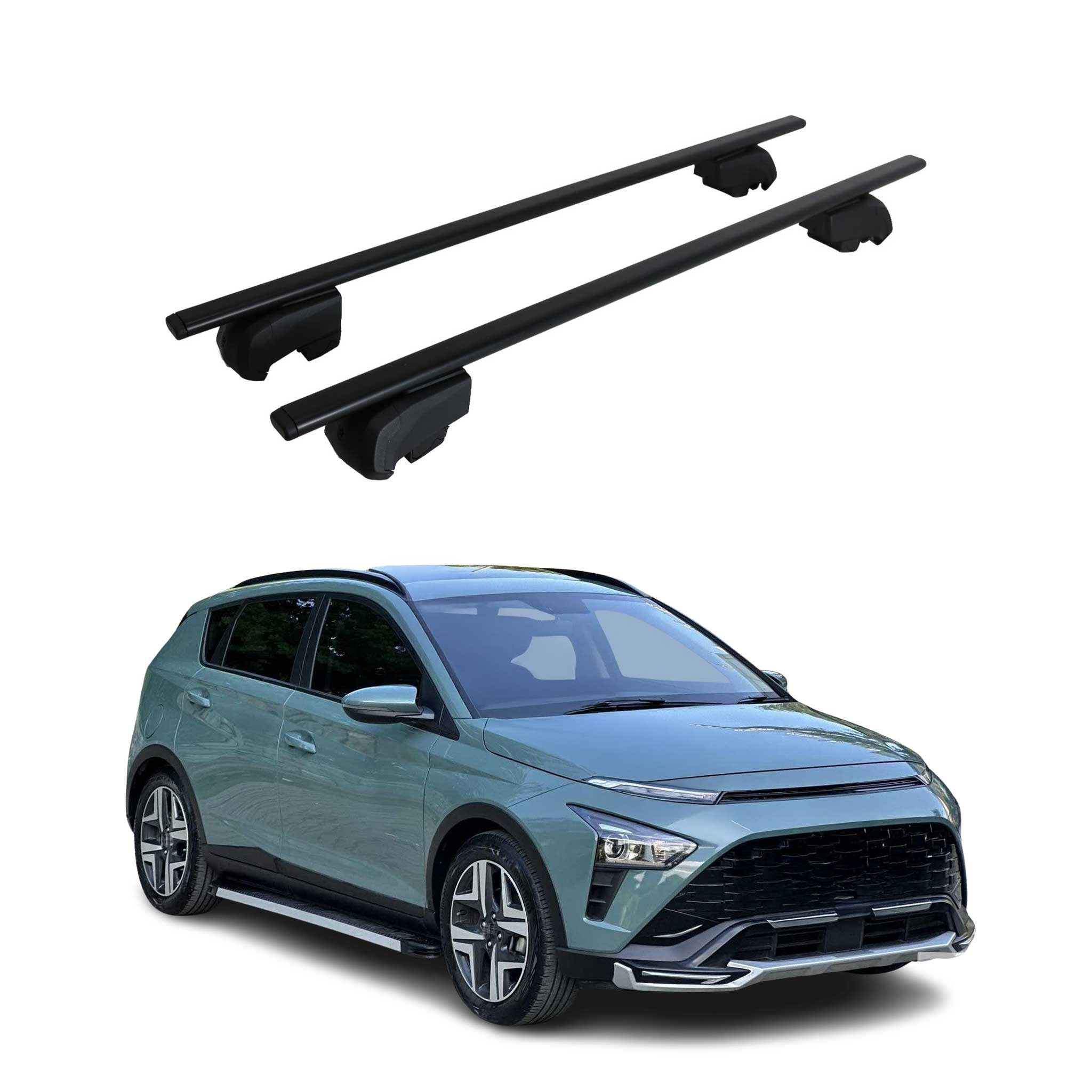Barres de toit Transversales pour Hyundai Bayon 2020-2023 Fer Noir ABE