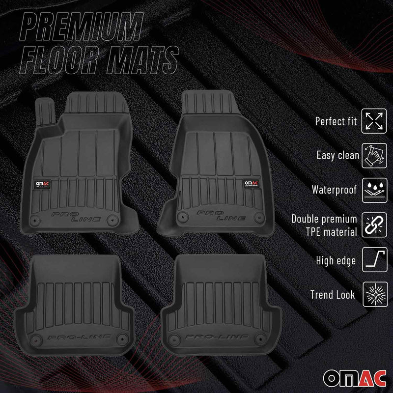 OMAC Tapis de sol caoutchouc pour Audi A4 B6 Berline 2001-2004 Noir Premium