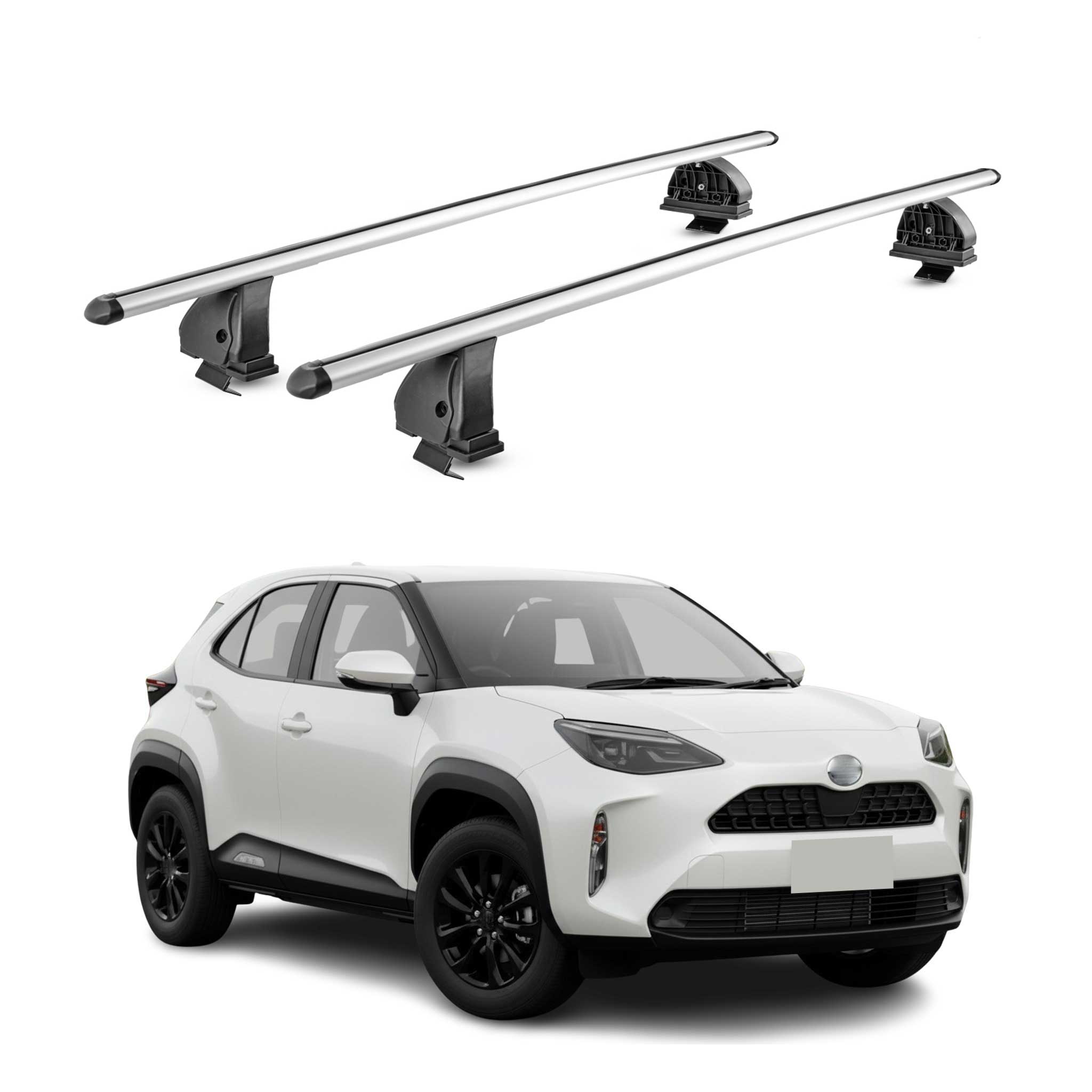 Barres de toit transversales Alu pour Toyota Yaris Cross 2021-2026 TÜV Gris 2Pcs