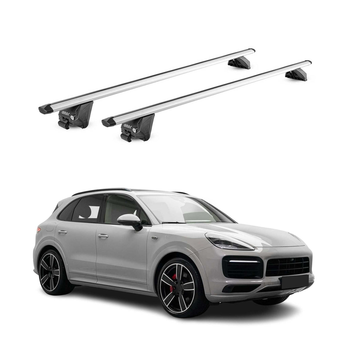Barres de toit transversales ABE pour Porsche Cayenne PO536 2019-2026 Alu Gris