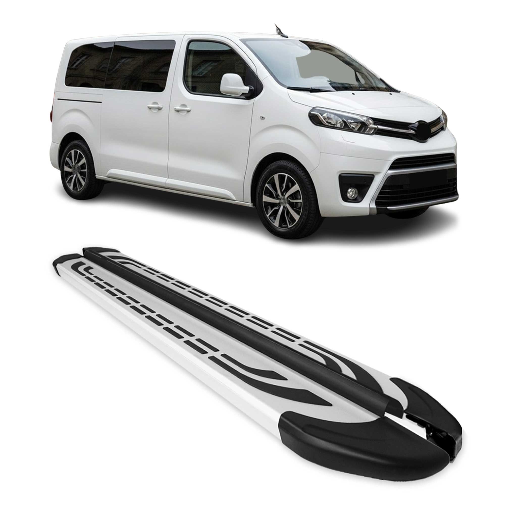 Marchepieds Latéraux pour Toyota Proace 2016-2026 Aluminium Gris L1 Court 2Pcs
