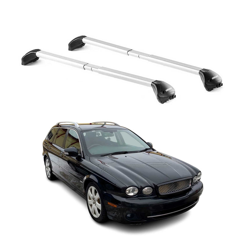 Barres de toit pour Jaguar X-Type Wagon 2003-2009 Gris Argenté 2 pièces ABE