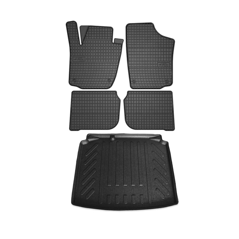 Kit Tapis de sol et coffre pour Skoda Rapid Berline 2012-2019 TPE Noir