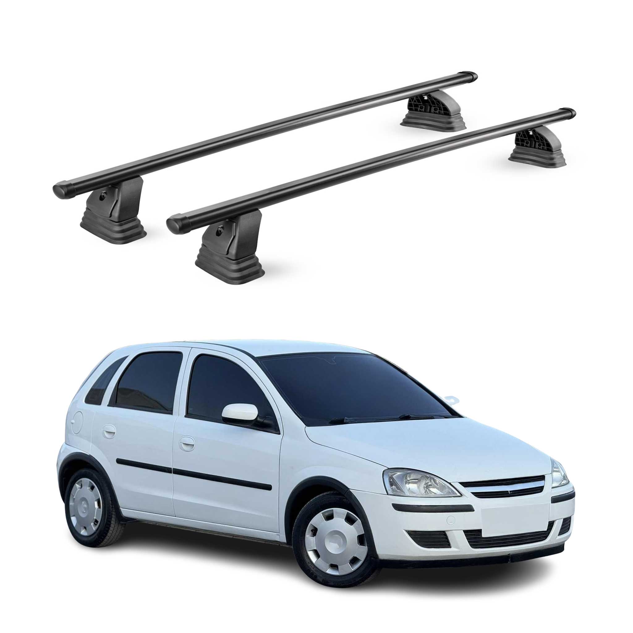 Barres de toit transversales acier pour Opel Corsa C 2000-2006 HB TÜV Noir 2Pcs