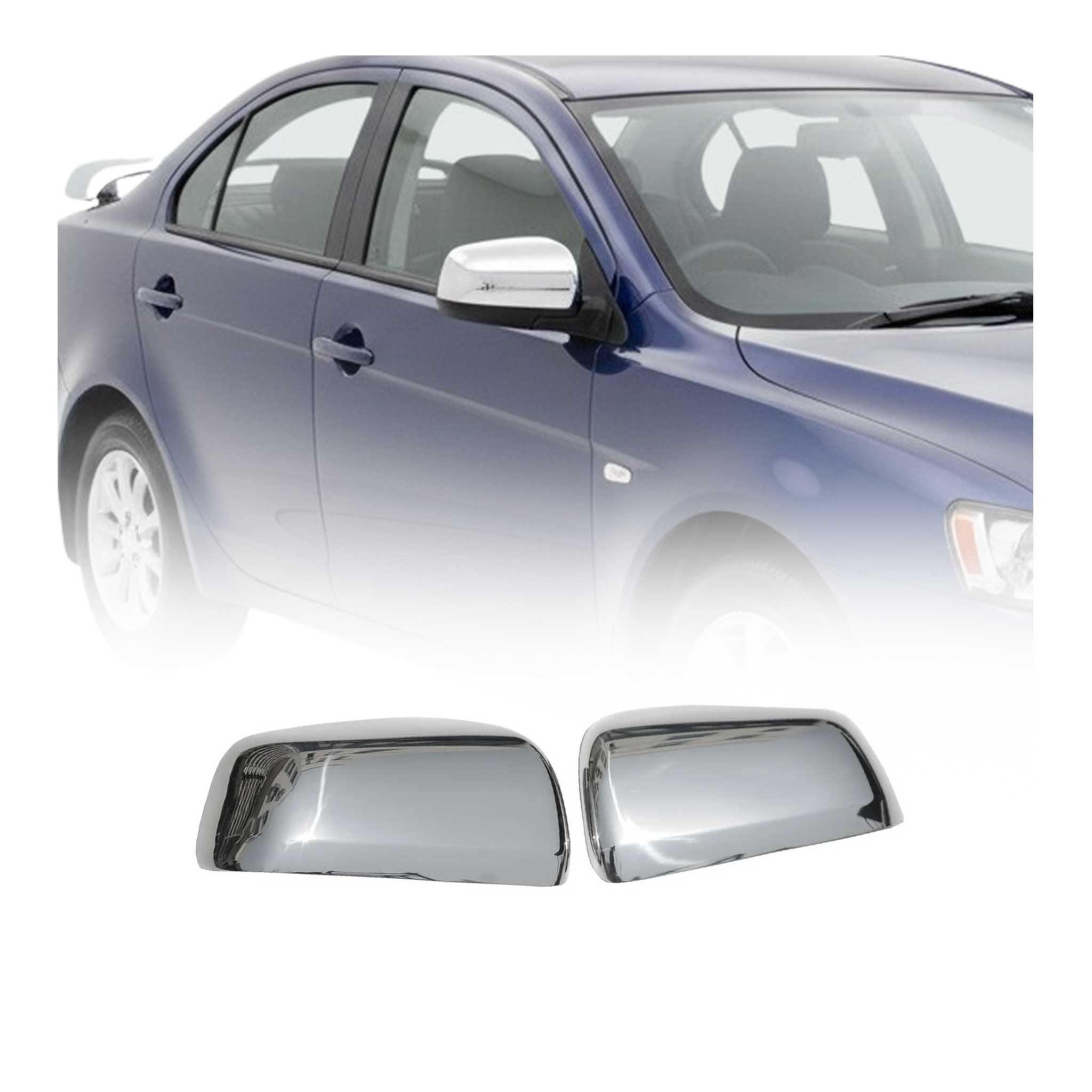 Coques de Rétroviseurs pour Mitsubishi Lancer 2008-2017 en Acier Chromé Argent