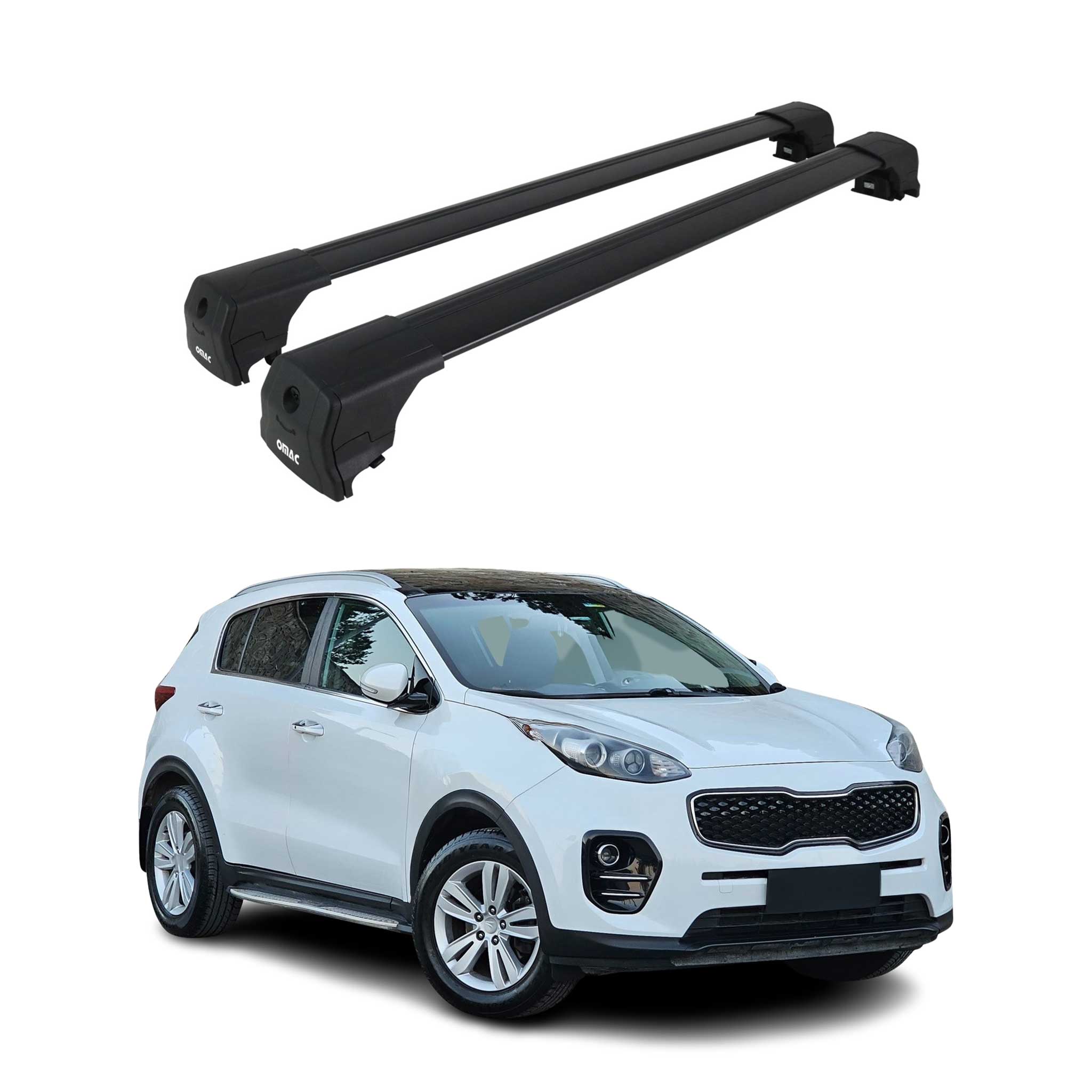 Barres De Toit Transversales pour Kia Sportage 2015-2020 Aluminium Noir ABE