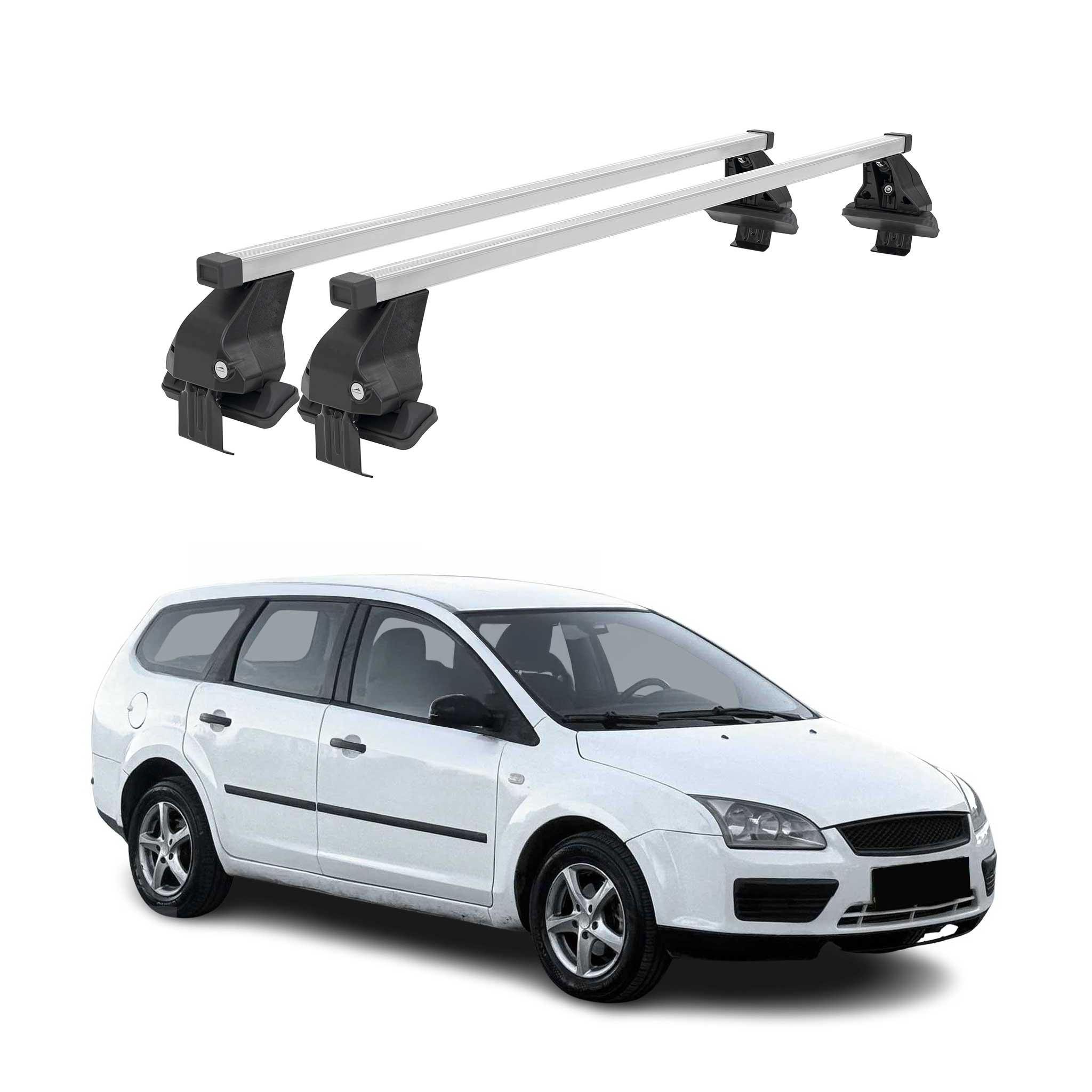 Barres de toit transversales pour Ford Focus II SW 2004-2011 Acier Gris