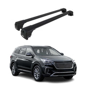 Barres De Toit Transversales pour Hyundai Santa Fe III 2013-2018 Alu Noir 2Pcs