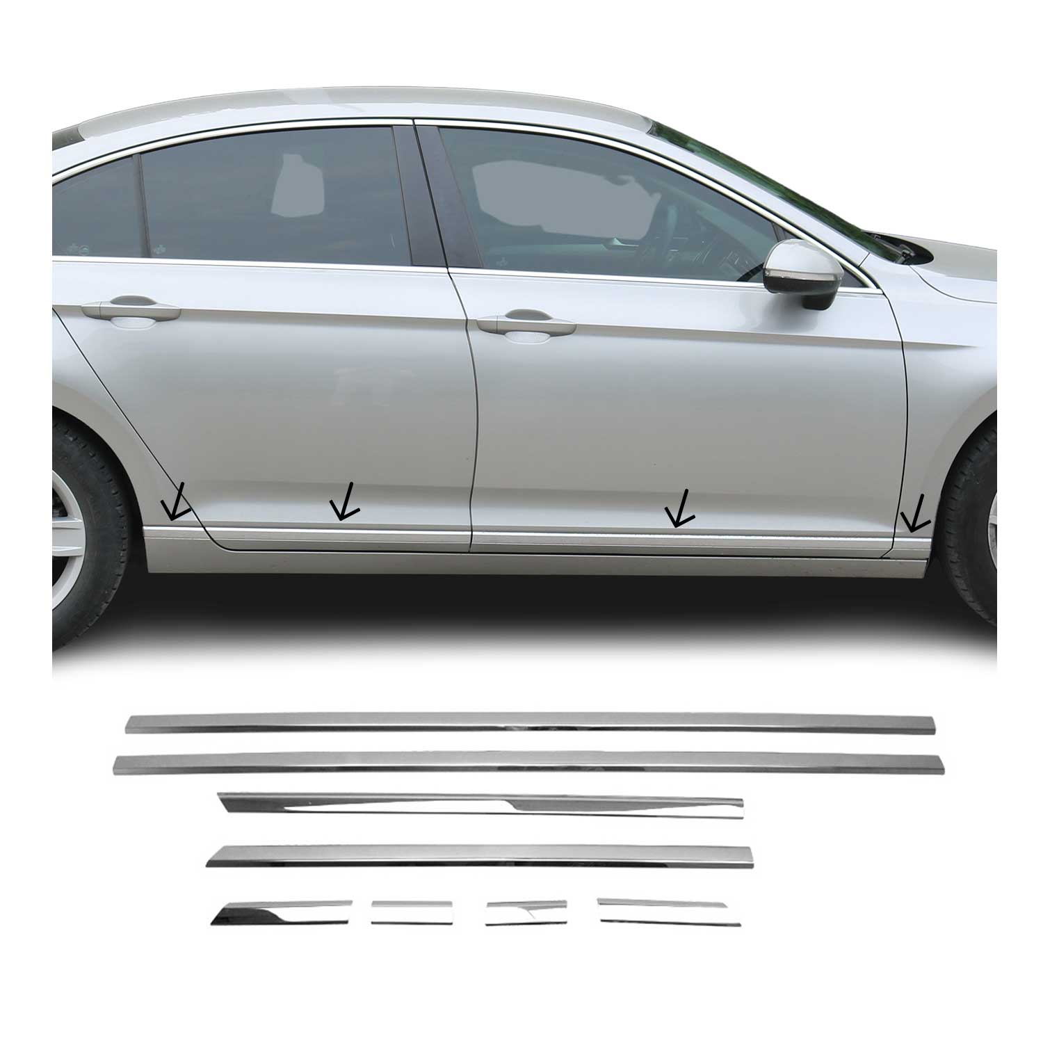 Garniture Baguette de porte latérale pour VW Passat B8 Berline 2014-2025 chromé