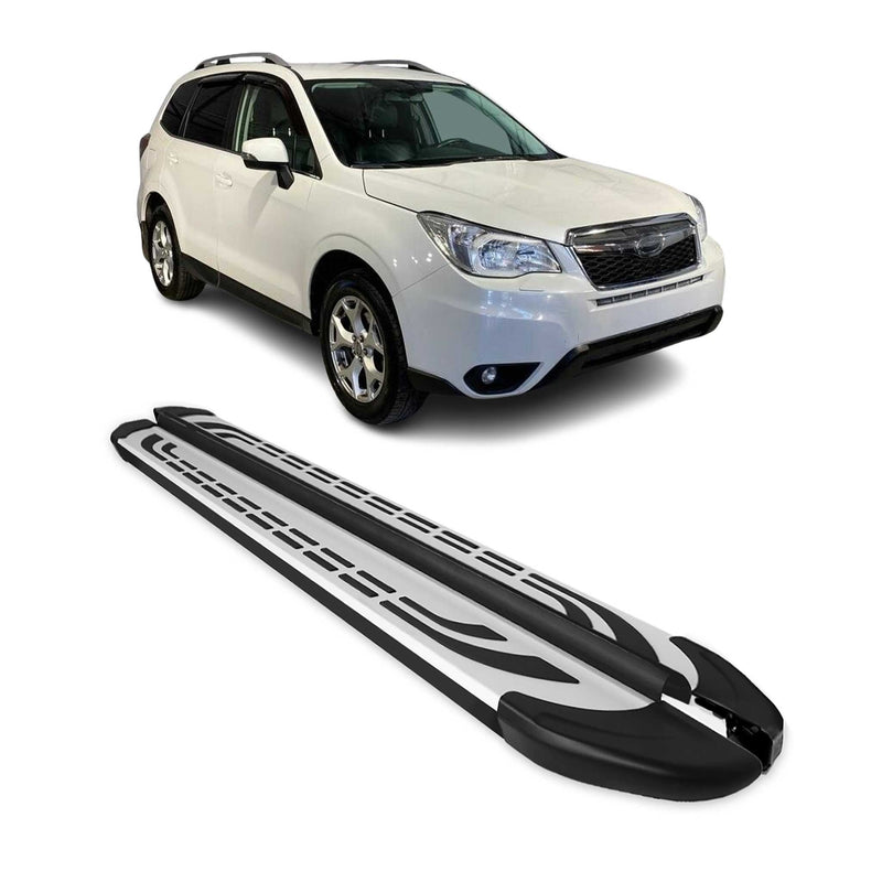 Marchepieds Latéraux pour Subaru Forester 2013-2018 Aluminium Gris Noir 2Pcs