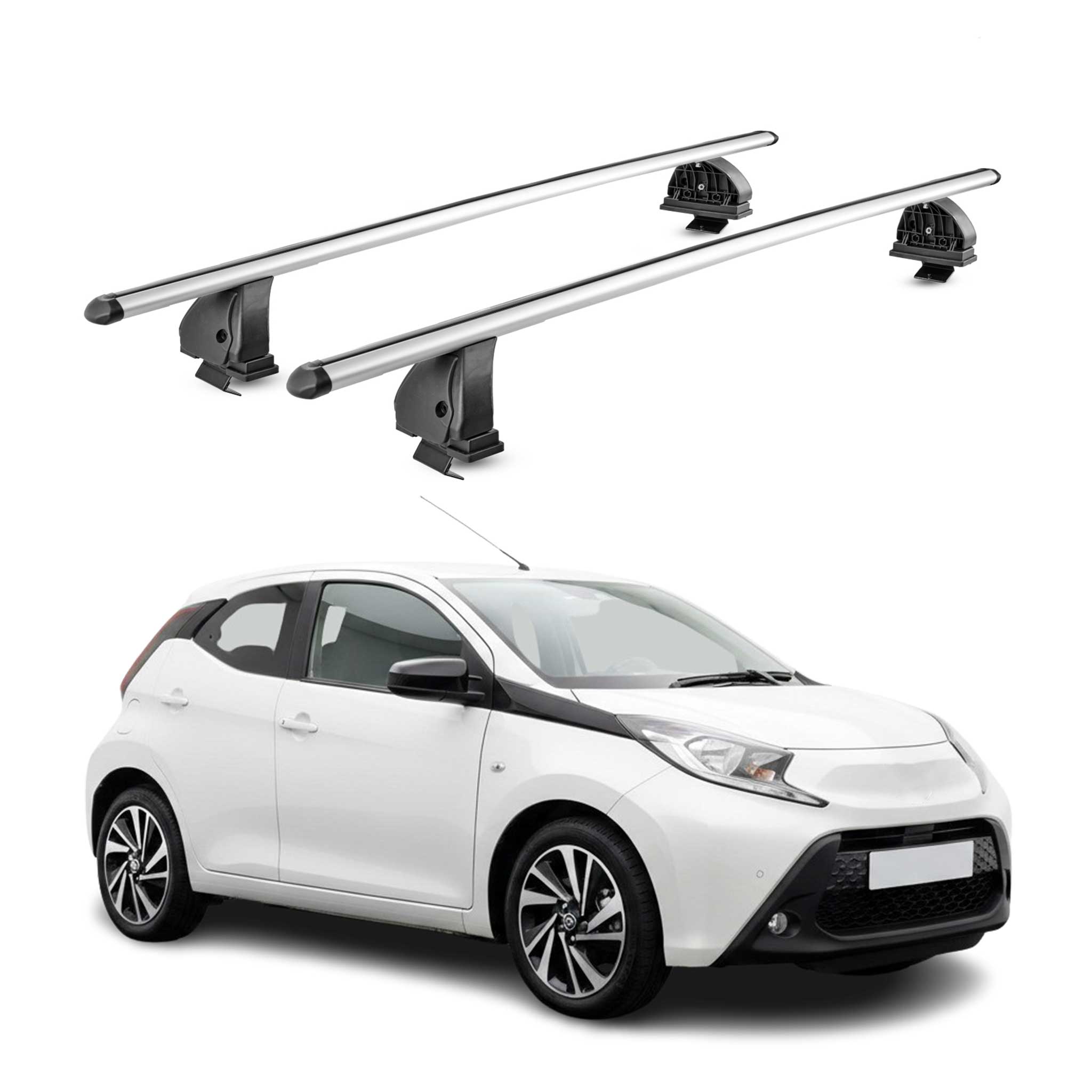 Barres de toit transversales Alu pour Toyota Aygo X 2022-2026 TÜV 75 kg Gris 2x