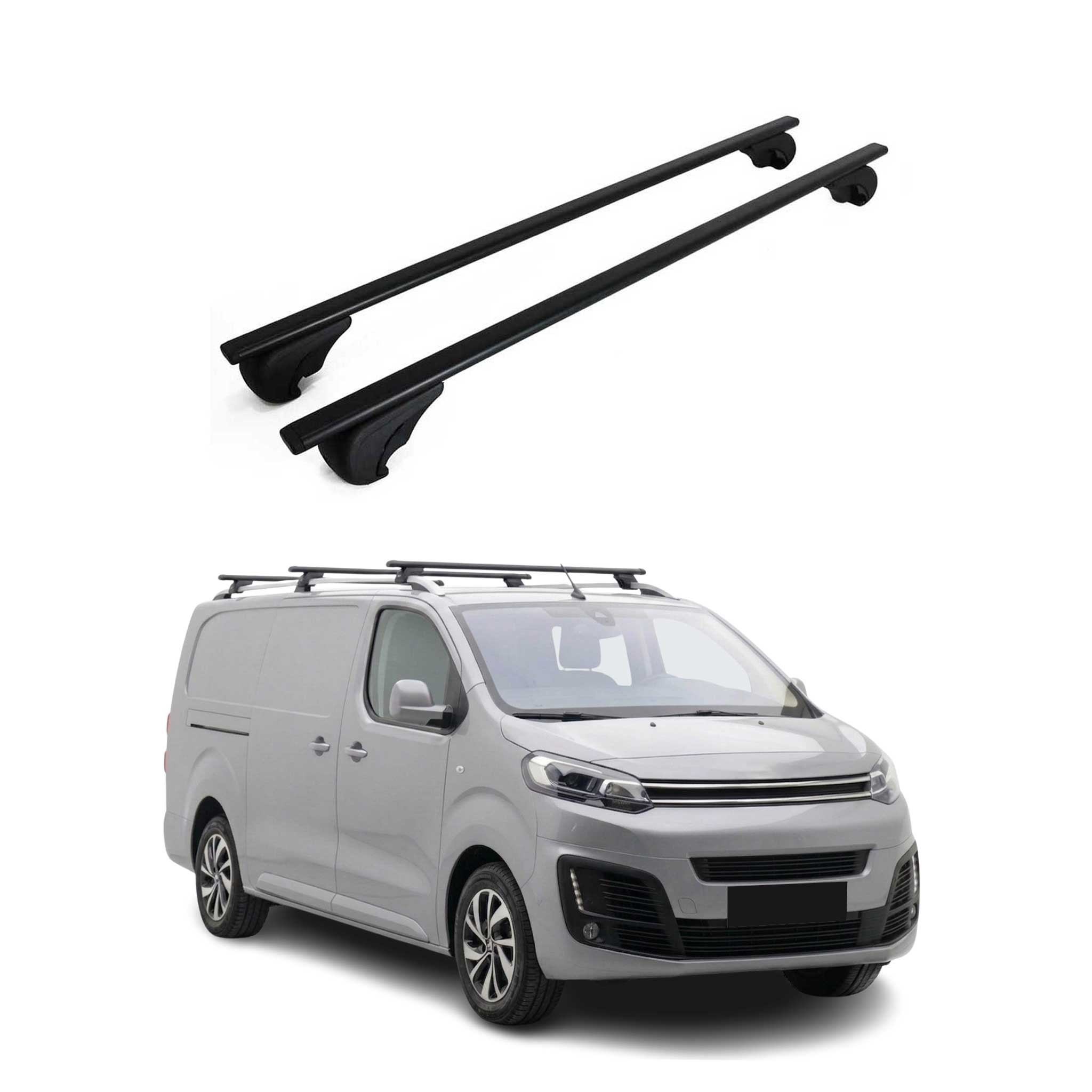 Barres de toit Transversales pour Citroen Jumpy 2016-2026 Fer Noir 2Pcs