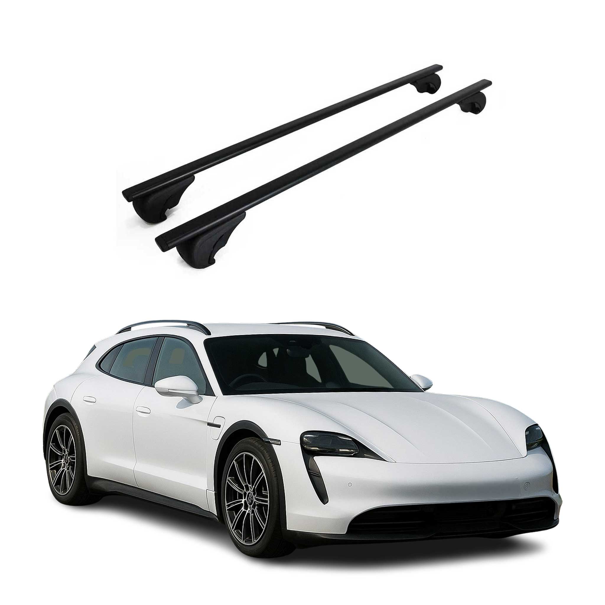 Barres de toit Transversales pour Porsche Taycan Cross Turismo 2021-26 Fer Noir