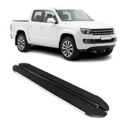 Marchepieds Latéraux pédale pour VW Amarok Double Cab 2010-22 Alu Gris Noir 2Pcs